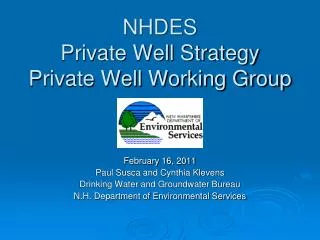 NHDES Private Well Strategy Private Well Working Group
