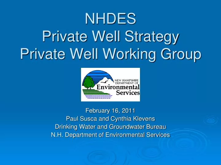 nhdes private well strategy private well working group