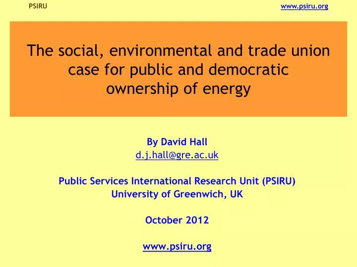 the social environmental and trade union case for public and democratic ownership of energy