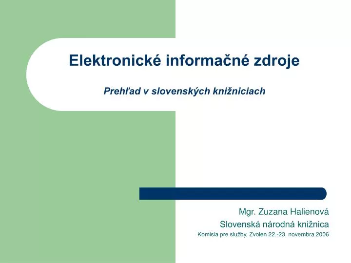 elektronick informa n zdroje preh ad v slovensk ch kni niciach