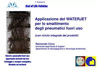 Applicazione del WATERJET per lo smaltimento degli pneumatici fuori uso