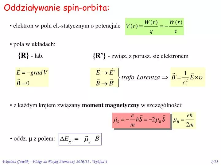 oddzia ywanie spin orbita