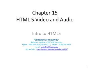 Chapter 15 HTML 5 Video and Audio