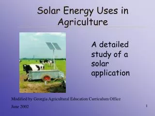 Solar Energy Uses in Agriculture