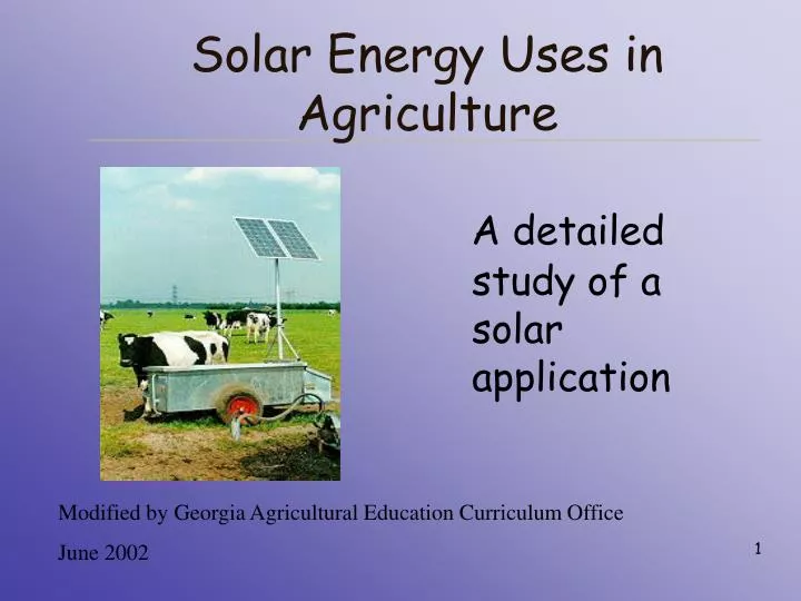 solar energy uses in agriculture