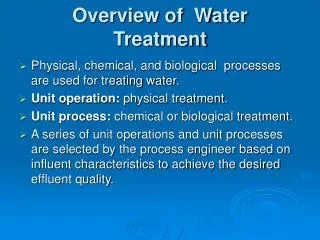 Overview of Water Treatment