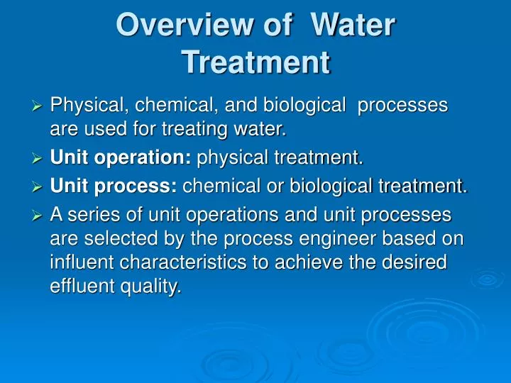 overview of water treatment