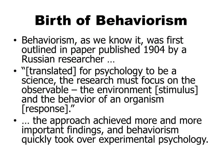 birth of behaviorism