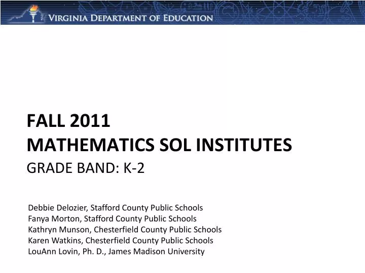 fall 2011 mathematics sol institutes