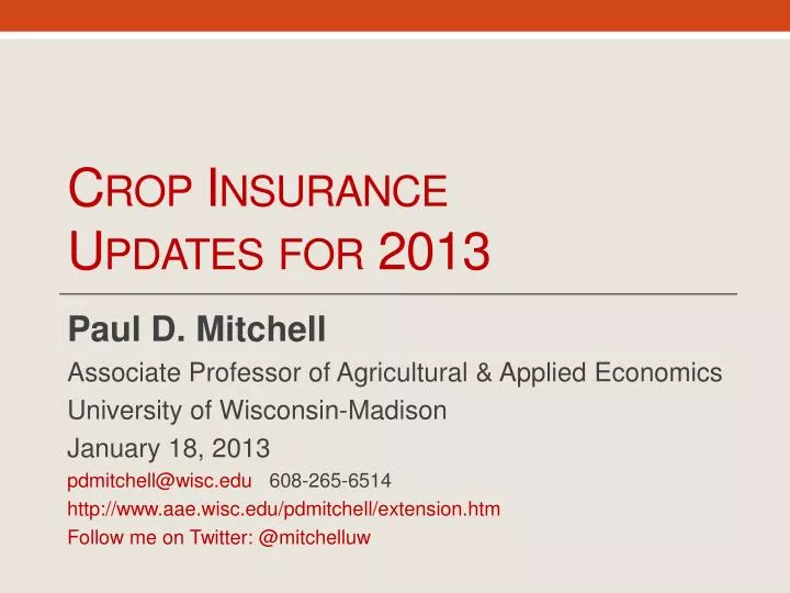 crop insurance updates for 2013