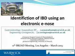 Identifiction of IBD using an electronic e-nose