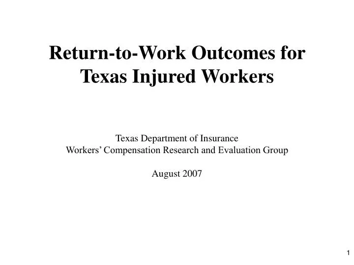 return to work outcomes for texas injured workers
