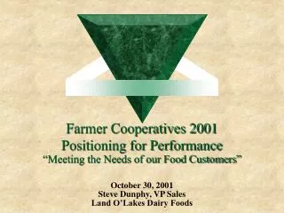 Farmer Cooperatives 2001 Positioning for Performance