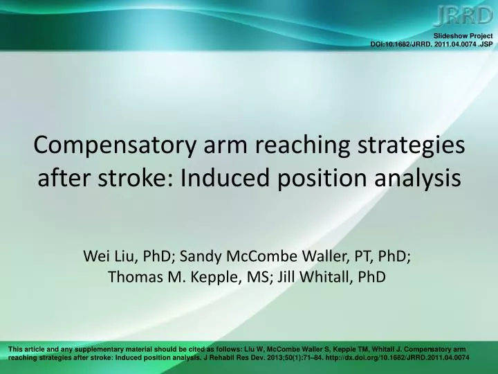 compensatory arm reaching strategies after stroke induced position analysis