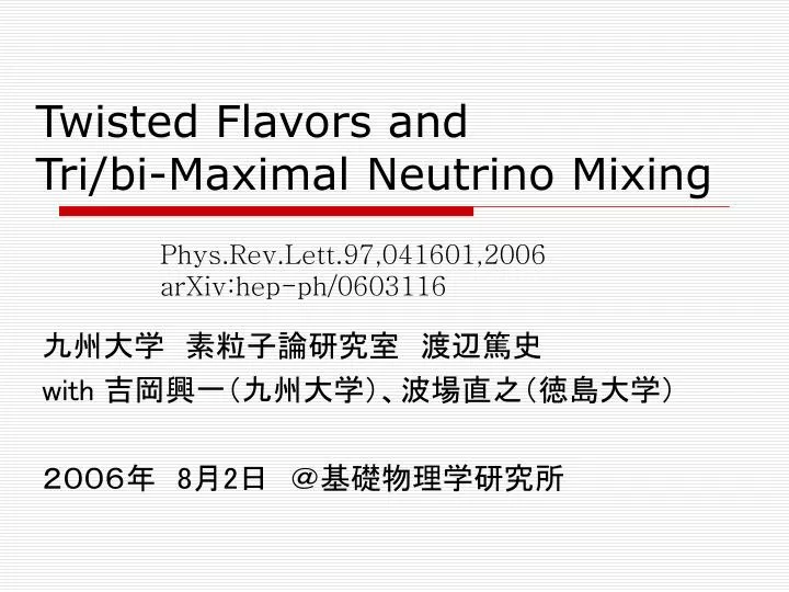 twisted flavors and tri bi maximal neutrino mixing