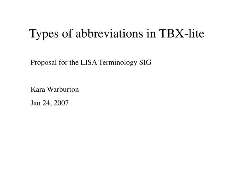 types of abbreviations in tbx lite