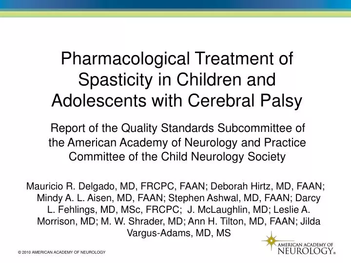 pharmacological treatment of spasticity in children and adolescents with cerebral palsy