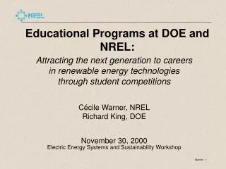 Educational Programs at DOE and NREL: