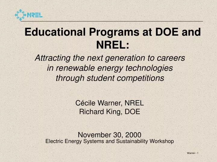 educational programs at doe and nrel