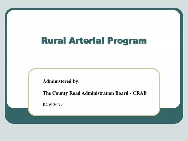 rural arterial program