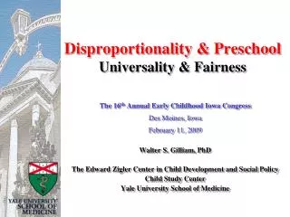 Disproportionality &amp; Preschool Universality &amp; Fairness