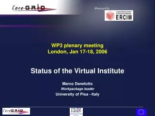 WP3 plenary meeting London, Jan 17-18, 2006