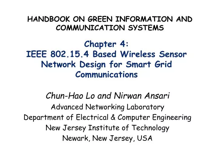 chapter 4 ieee 802 15 4 based wireless sensor network design for smart grid communications