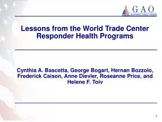 Lessons from the World Trade Center Responder Health Programs