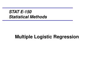 Multiple Logistic Regression