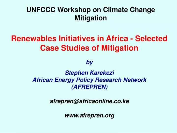 unfccc workshop on climate change mitigation