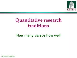 Quantitative research traditions