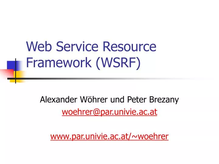 web service resource framework wsrf