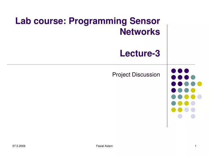 lab course programming sensor networks lecture 3