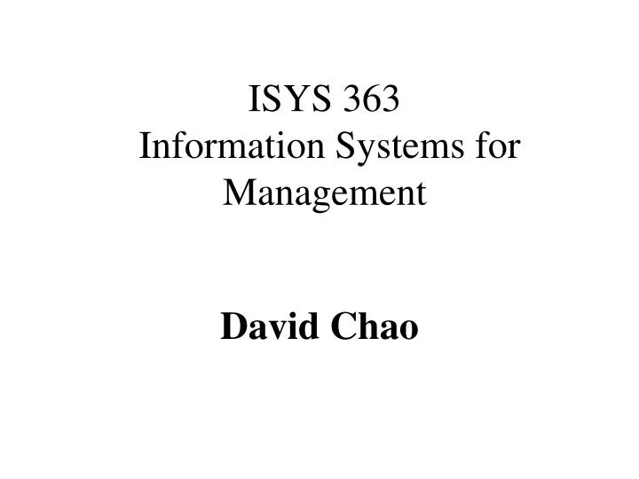 isys 363 information systems for management