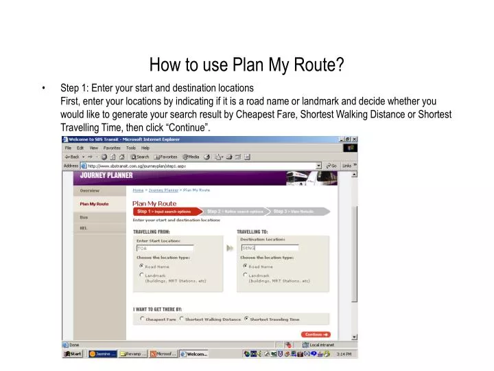 how to use plan my route