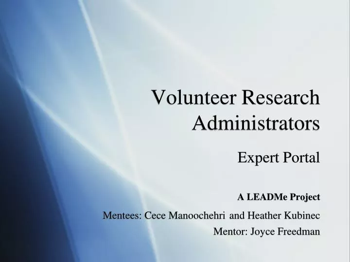volunteer research administrators