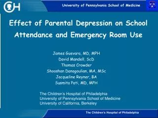 Effect of Parental Depression on School Attendance and Emergency Room Use