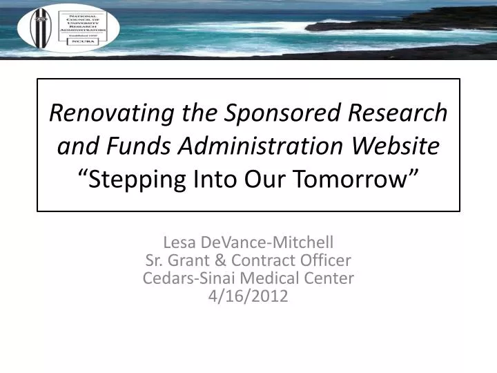 renovating the sponsored research and funds administration website stepping into our tomorrow