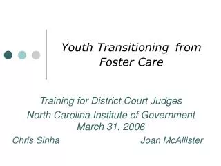 Youth Transitioning from Foster Care