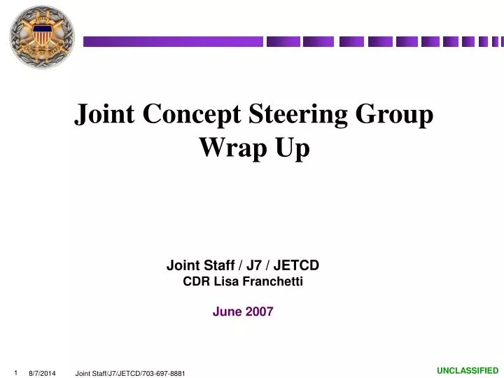 joint concept steering group wrap up