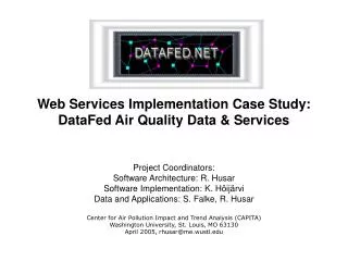 Web Services Implementation Case Study: DataFed Air Quality Data &amp; Services