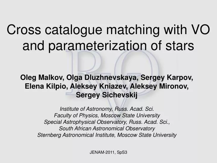 cross catalogue matching with vo and parameterization of stars