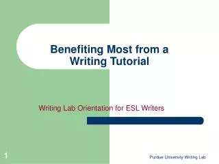 Benefiting Most from a Writing Tutorial
