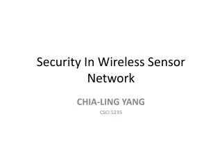 Security In Wireless Sensor Network