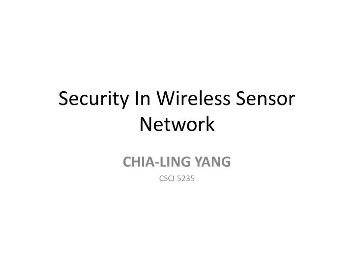 security in wireless sensor network