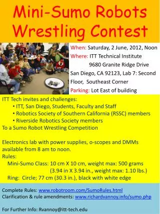Mini-Sumo Robots Wrestling Contest