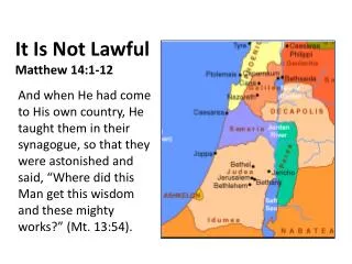 It Is Not Lawful Matthew 14:1-12