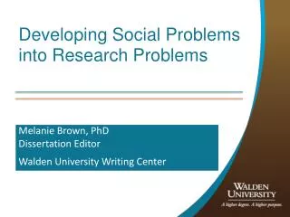Developing Social Problems into Research Problems