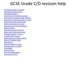 GCSE Grade C/D revision help
