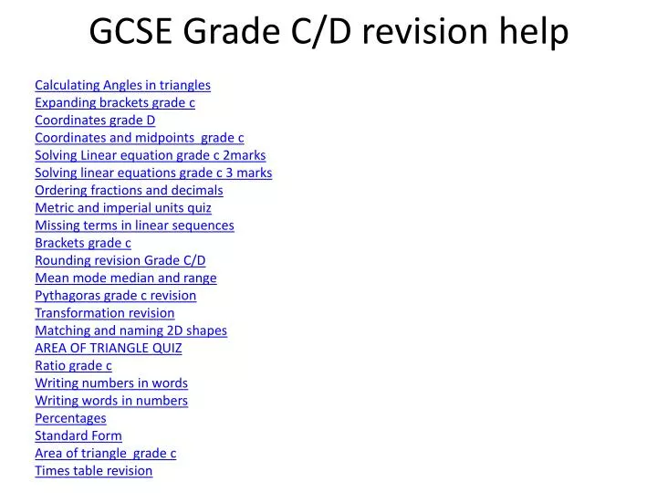 gcse grade c d revision help